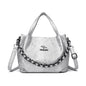 Niche Chain Versatile Genuine Leather Pleated Shoulder Bag