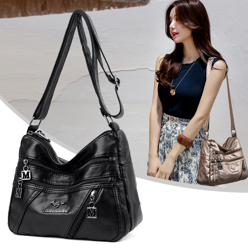 Autumn And Winter New Fashion Middle-aged Women's Shoulder Bag Double Layer Large Capacity
