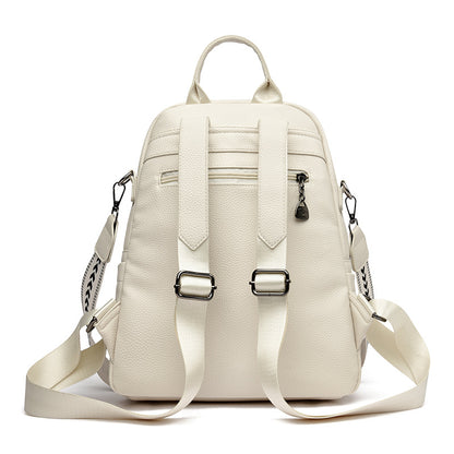 Geometric Patchwork Genuine Leather Exquisite Student Kangaroo Backpack