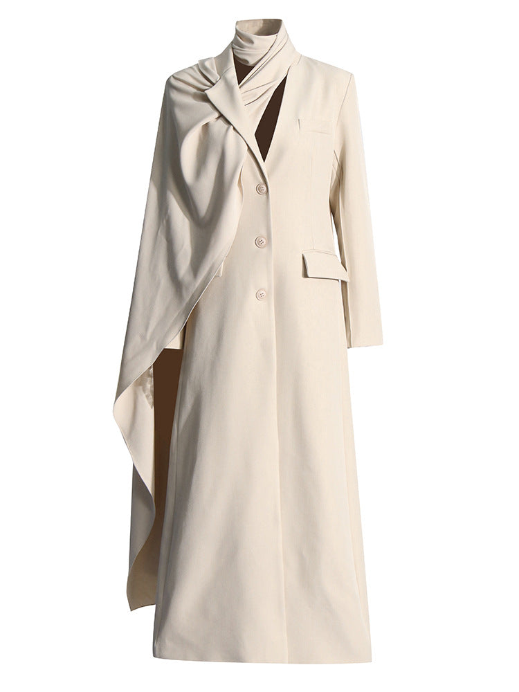 Scarf style long windbreaker suit jacket women's clothing