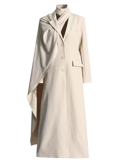 Scarf style long windbreaker suit jacket women's clothing