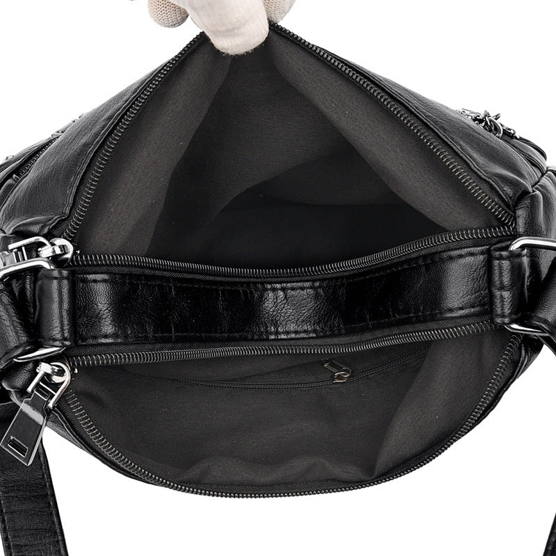 Autumn And Winter New Fashion Middle-aged Women's Shoulder Bag Double Layer Large Capacity