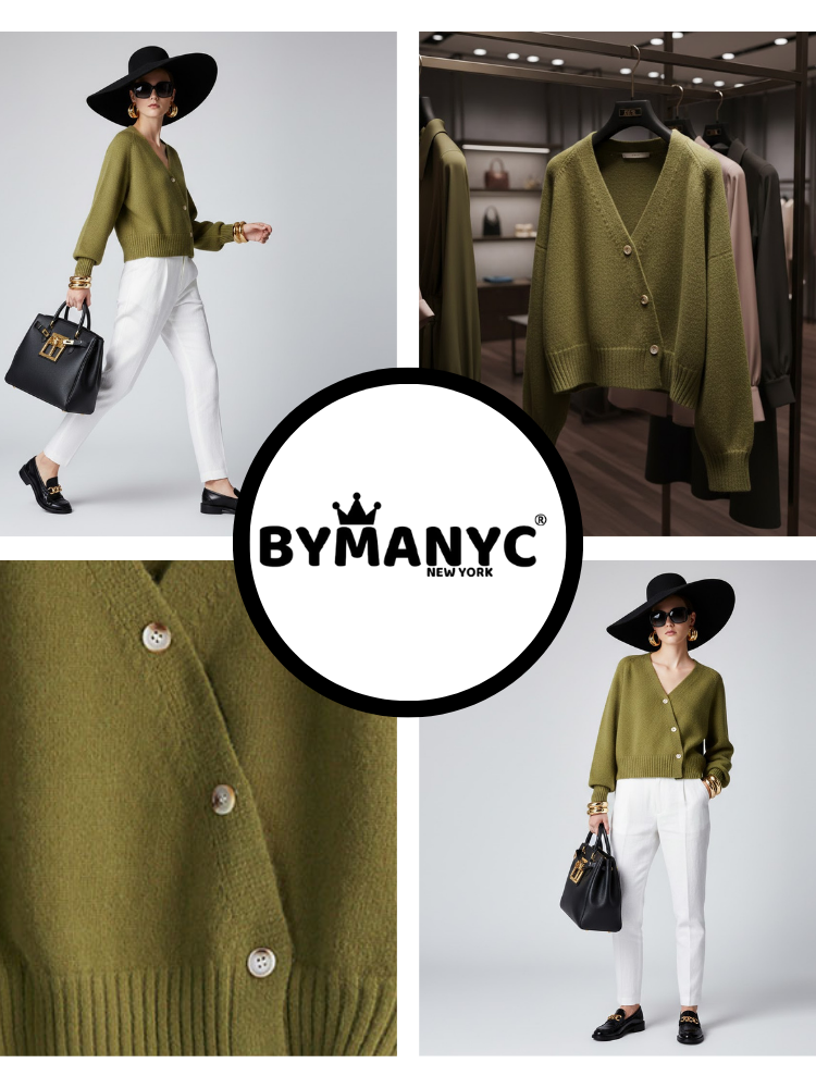 Olive Cropped Knit Cardigan LUDLOW – BYMANYC® New York